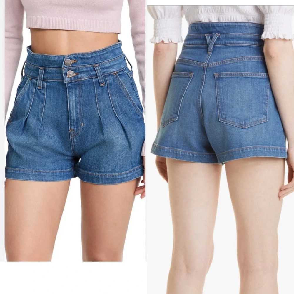 Veronica Beard Jeans Jaylen Short High Rise Womens Size 32 / 14 Blue‎ Denim NEW